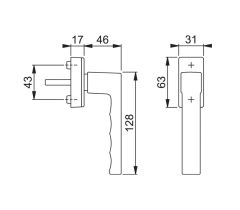 Okenní klika Toulon Secustic 7/ 32-42 mm černá matná - Černá