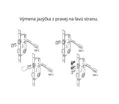 FUHR dveřní zámek ovládaný klikou 856-45, 2H+2RL, 16-92-08, 2170mm - Stříbrná, 45