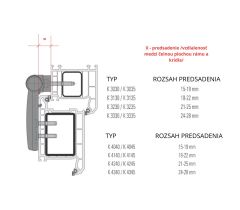 Dveřní závěs 3D K3035 pro plastové dveře - sada 3 kusů - SIKU, stříbrný, zlatý dub